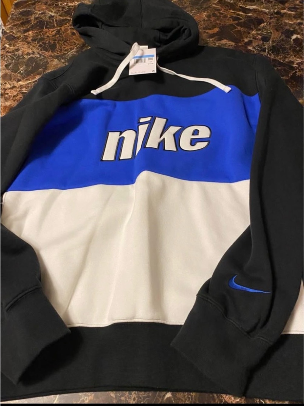 Nike Black/Blue/White Colorblock Pullover Hoodie